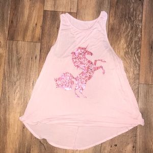 Francesca’s Pink Unicorn Tank Top